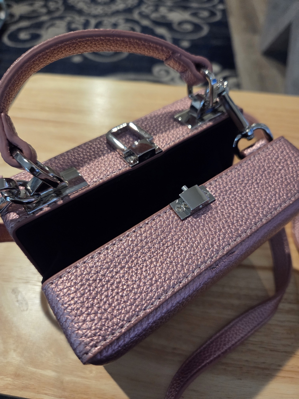 Brandon Blackwood Pink Textured Top-Handle Box Bag - Picture 12 of 16